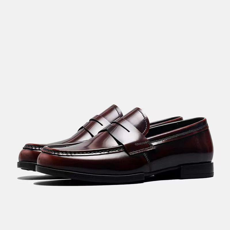 Men's High-End Leather Loafers: Breathable, Soft-Soled Slip-Ons for Business Casual Wear 44 wine red