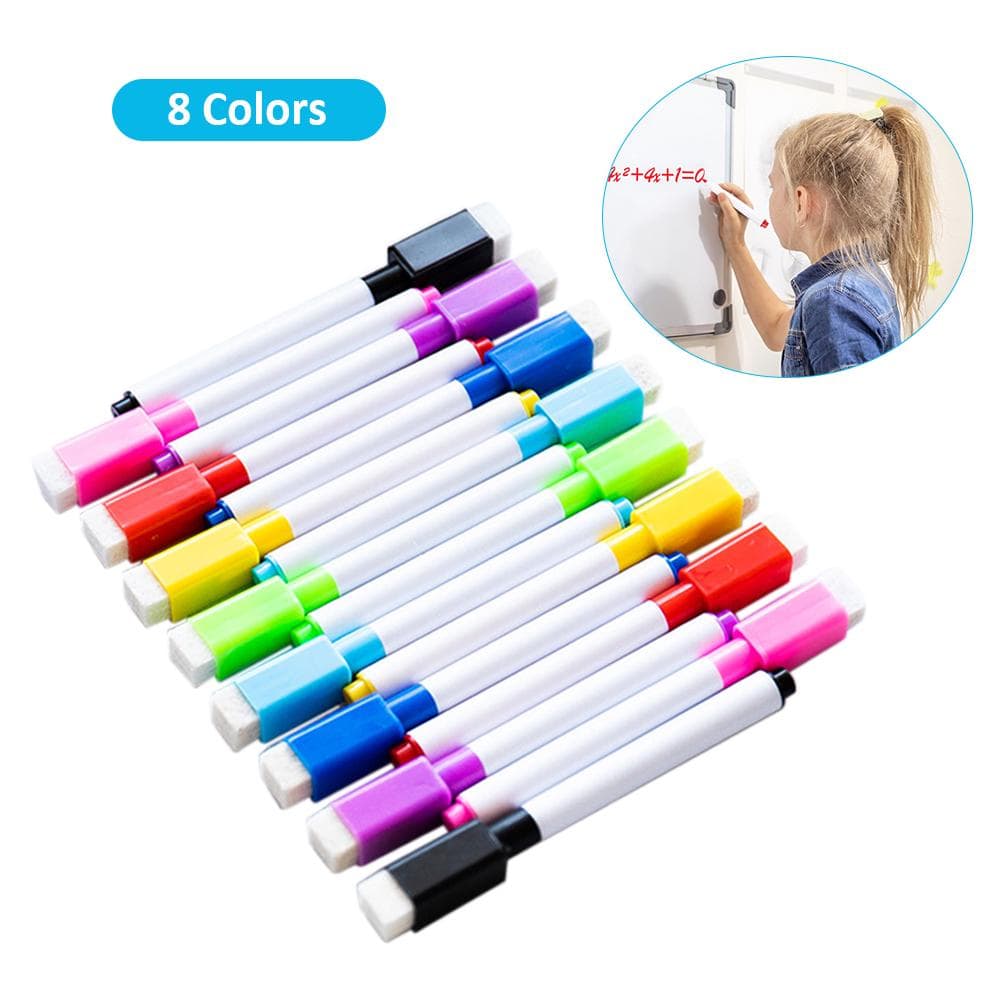 8 Colors Dry Erase Markers with Eraser Cap Home Office Classroom Children Portable Low Odor multicolour