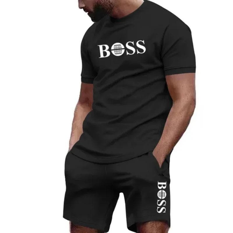 Men's two-piece sportswear, short sleeved T-shirt and pants set, running and fitness sportswear, summer 2025, big discount, 2025 4XL