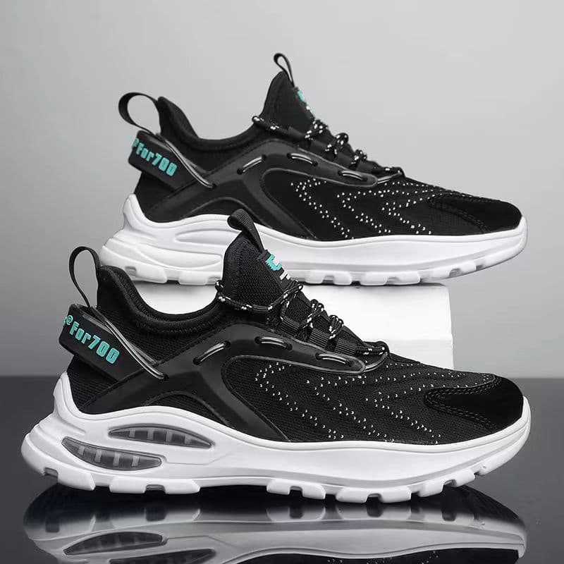 Summer Men's Shoes Trendy All-match Casual Sports Shoes Air Cushion Thick-soled Forrest Gump Shoes Thin Daddy Shoes Mesh Shoes Men's Models 44 black