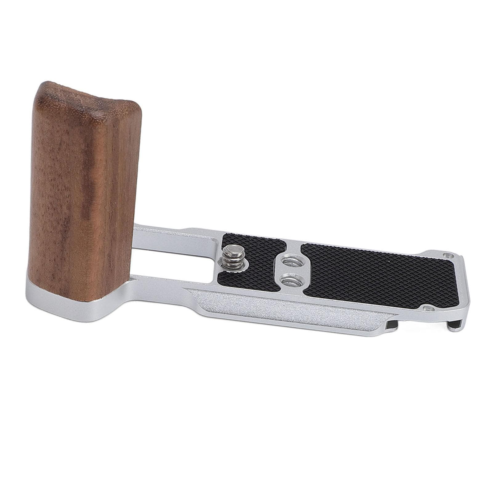 Camera L Shape Grip for Arca Quick Release Plate Aluminum Alloy L Shape Bracket with Wood Handle silver