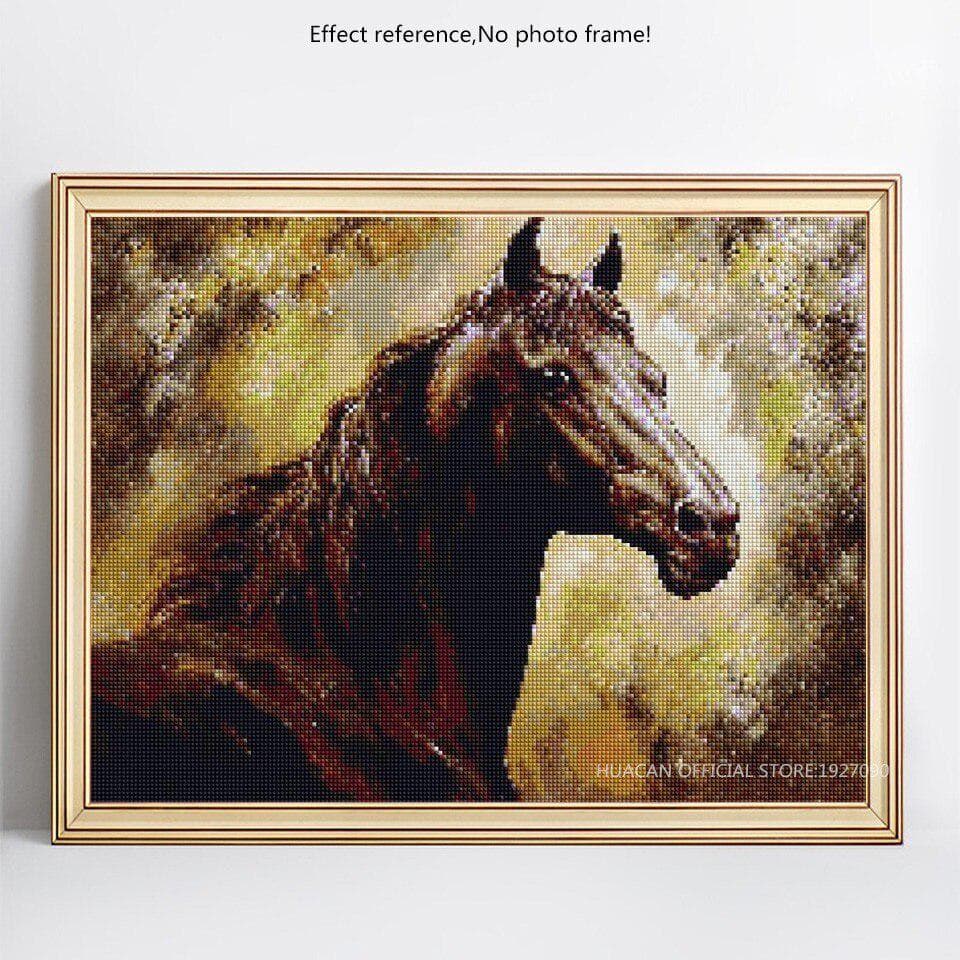 Diamond Embroidery Horse Full Round Diamond Painting Cross Stitch Resin Animal Rhinestone Home Decor 20X30CM
