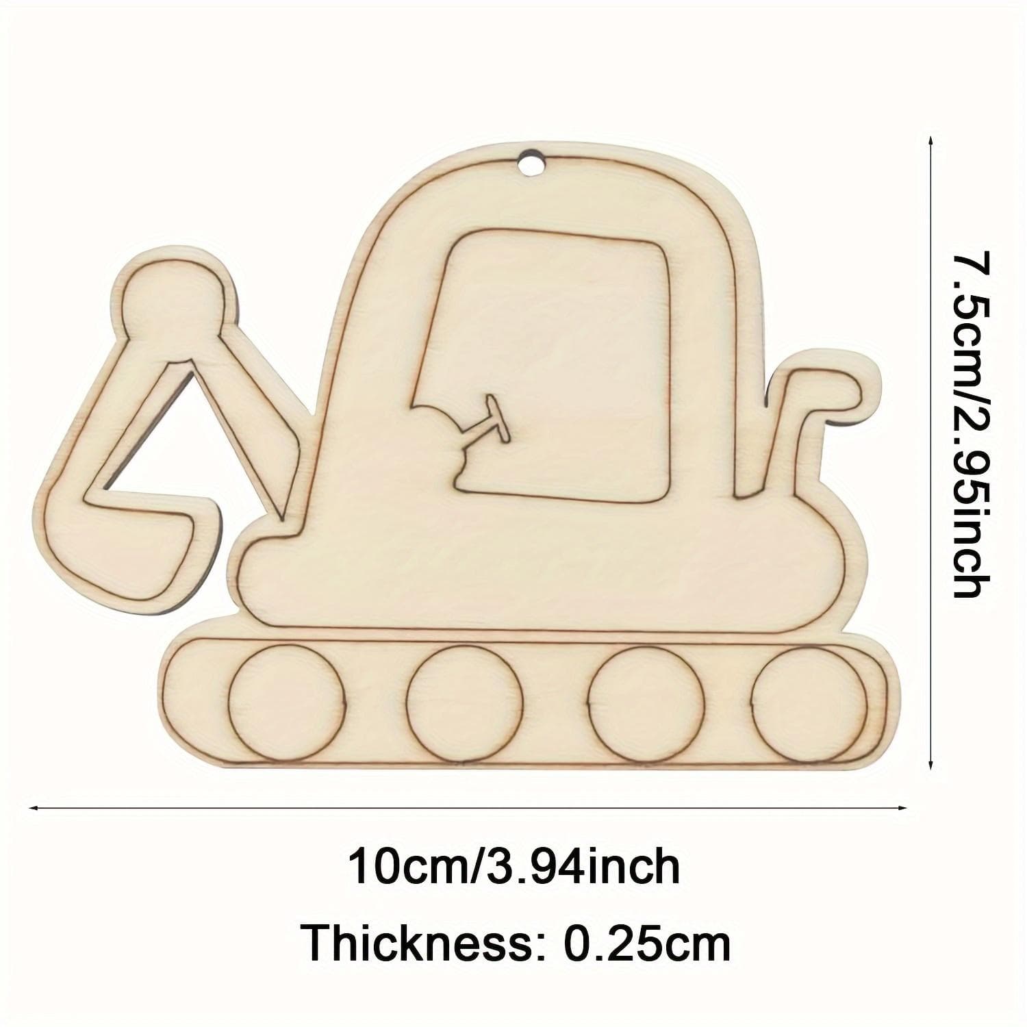 30pcs Wooden Excavator & Tractor Cutouts - DIY Paintable Vehicle Shapes for Crafts, Hanging Ornaments, Gift Tags & Party Decor 30pcs