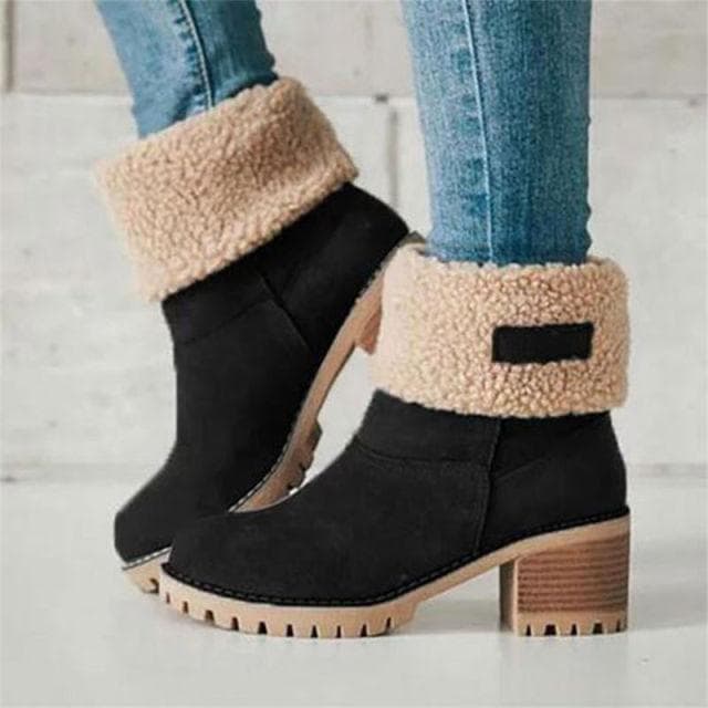 Women Winter Fur Warm Snow Boots Ladies Warm wool booties Ankle Boot Comfortable Shoes Casual 39 black