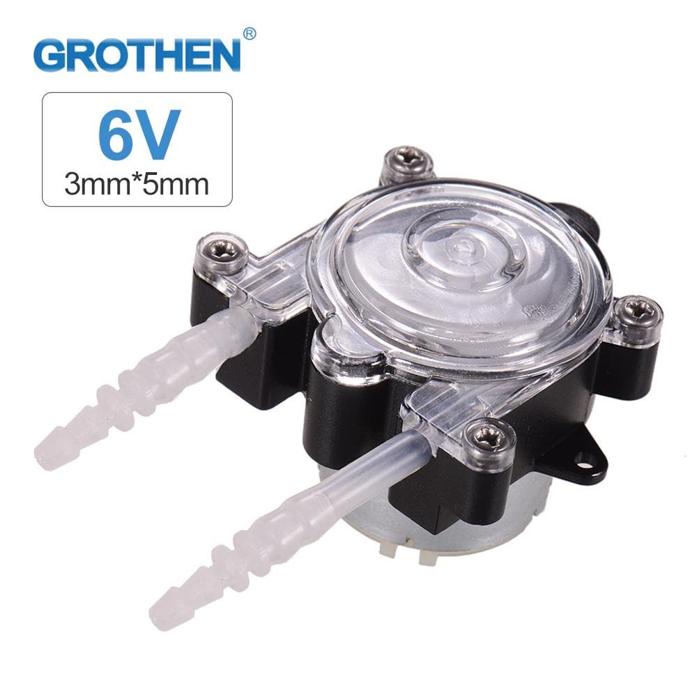 GROTHEN DC 6V DIY Dosing Pump Mini Peristaltic Dosing Head Self-Priming 3mmX5mm