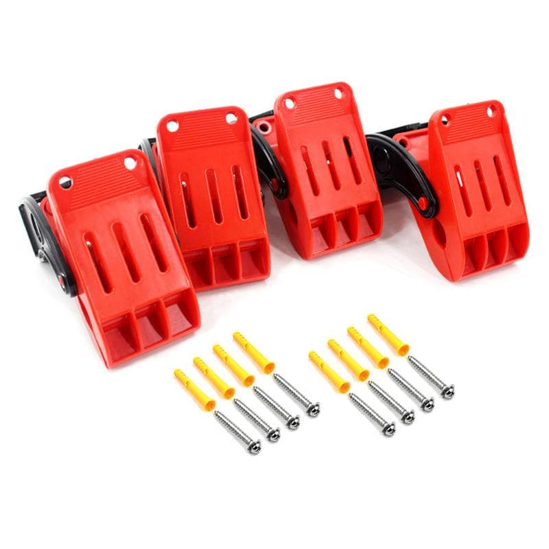 4Pcs/set Car Cleaning Floor Mat Cleaning Hooks Carpet Wash Clamp Multifunctional Mat Clip Tools Auto Carpet Wash Clamp Accessories red