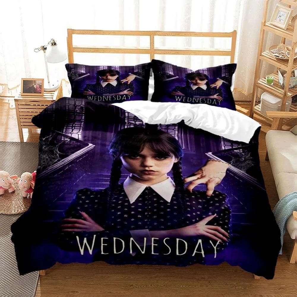 Wednes day Addams American Dramas 3D printed bedding Queen bedding set Soft and comfortable customized King size bedding set 140x200cm 3pcs