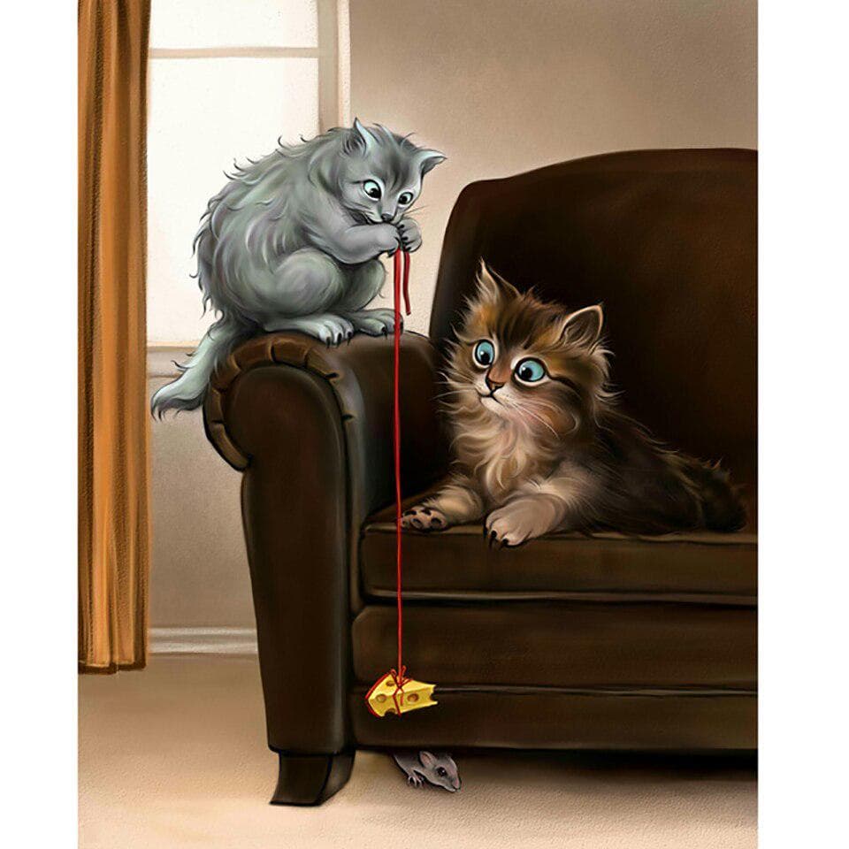 5D Diamond Embroidery Animal Cat Painting Lovely Full Round Drill Cross Stitch Picture 20X30CM