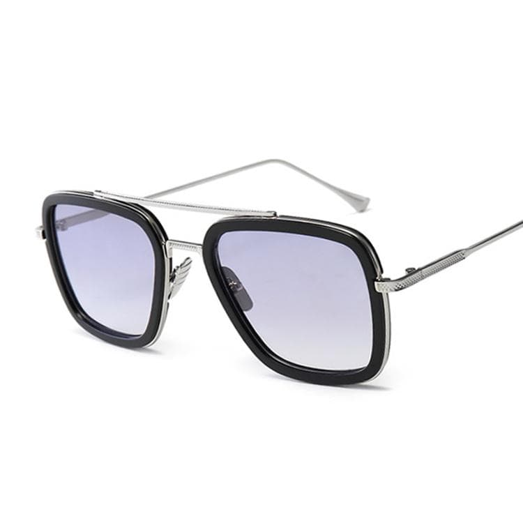 Steampunk Black Sunglasses UV400 Mirrored Vintage Blue Lens Designer Brand for Men Women