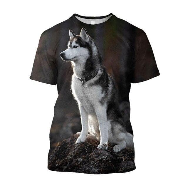 3D Animal Dog Printed Men T-shirts Siberian Husky Graphic Harajuku Oversized Casual Fashionn Summer Short Sleeve Funny Clothing 6XL