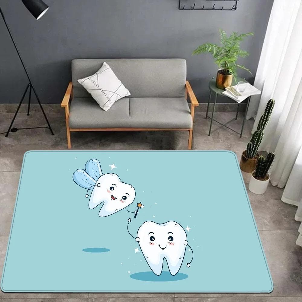 Cute Cartoon Tooth Welcome Doormat Non Slip Dental Office Living Room Decoration Washable Bedroom Kitchen Rug Home Decor Mat 40x60cm