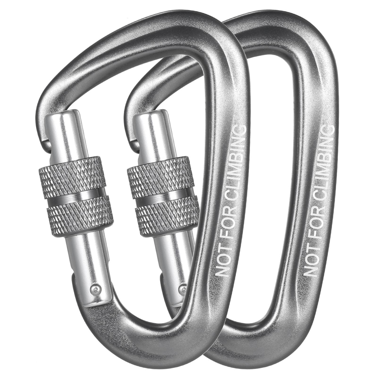2pcs Carabiner Clips D-Shaped Buckles with Screw Locking Gate for Backpacking Camping Hiking grey