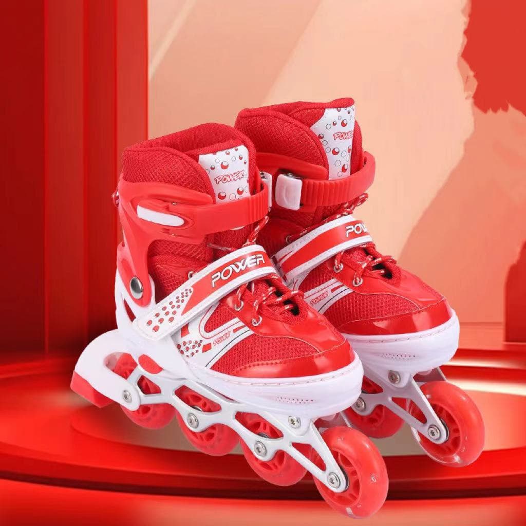 Beginner Children Boys Girls Adjustable Roller Skates PVC Single Row Adult Pulley Straight Row Roller Skates M size 35-38