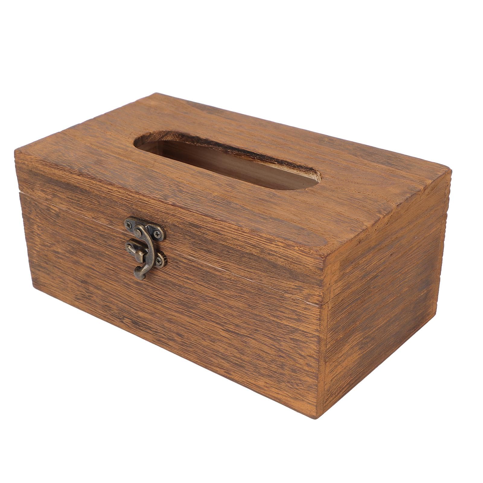 Vintage Wooden Tissue Box Decorative Retro Napkin Box Paper Towel Storage Case for Home Massage Shop