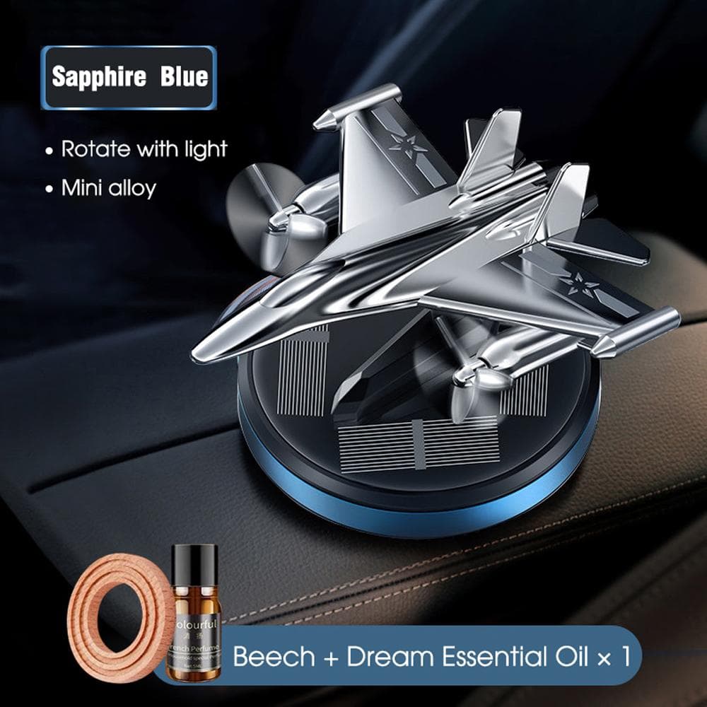 Car Air Freshener Fighter Aeroplane Perfume Solar Power Plane Diffuser Aluminium Airplane Fragrance Aircraft Dashboard Parfum 1pc blue
