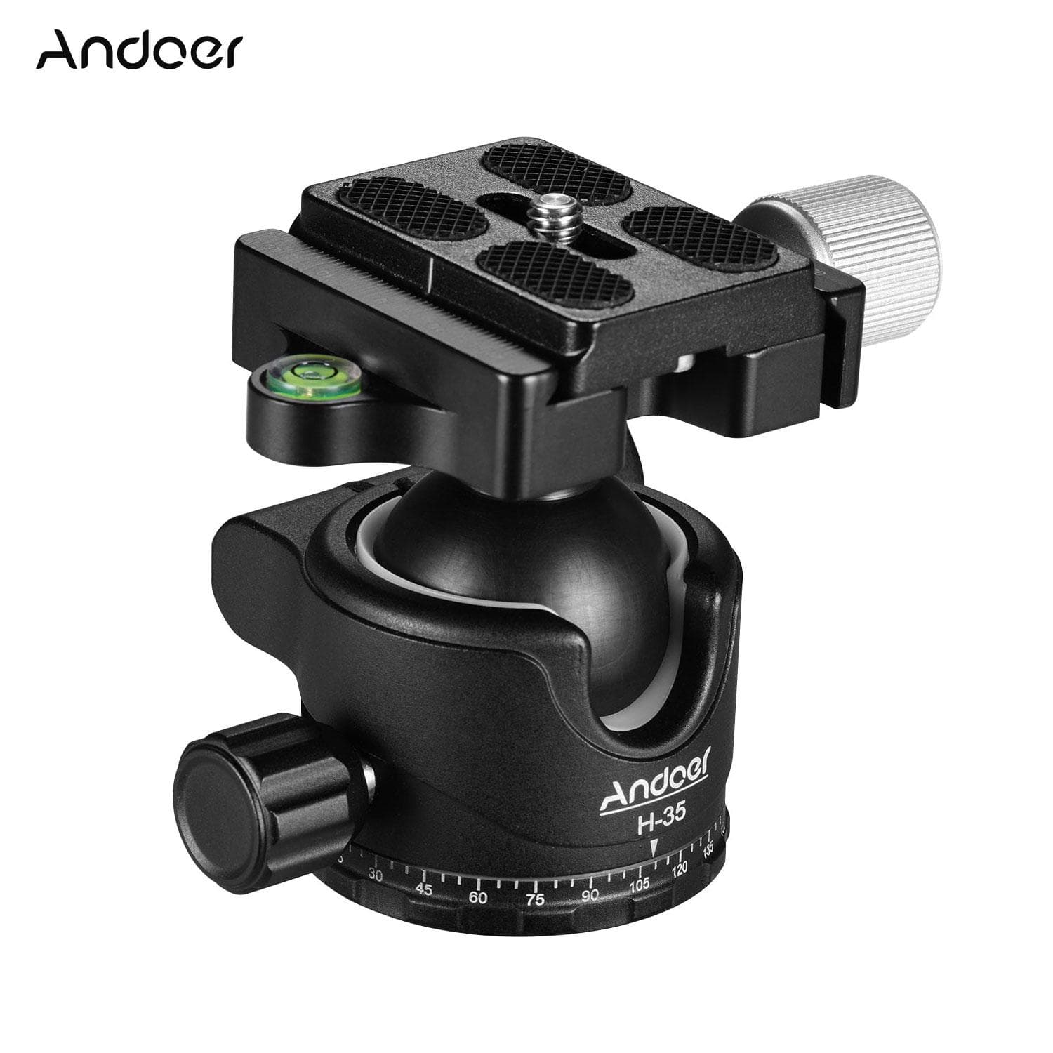Andoer H-35 Panorama Tripod Ball Head Ballhead Mount Adapter U-Groove Low Gravity Center Design black