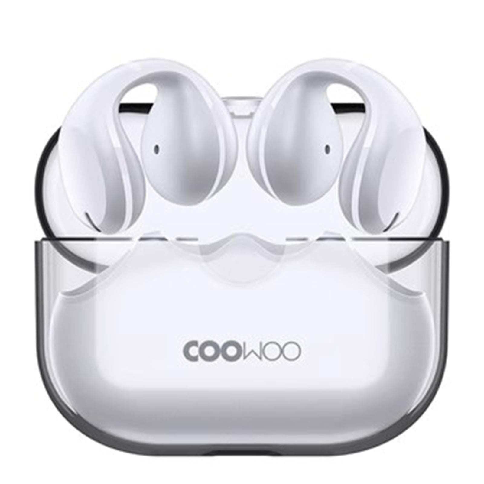 COOWOO Wireless Earbuds Clip-on Air Conduction BT Earbuds True Wireless 20H Playback with Wireless white