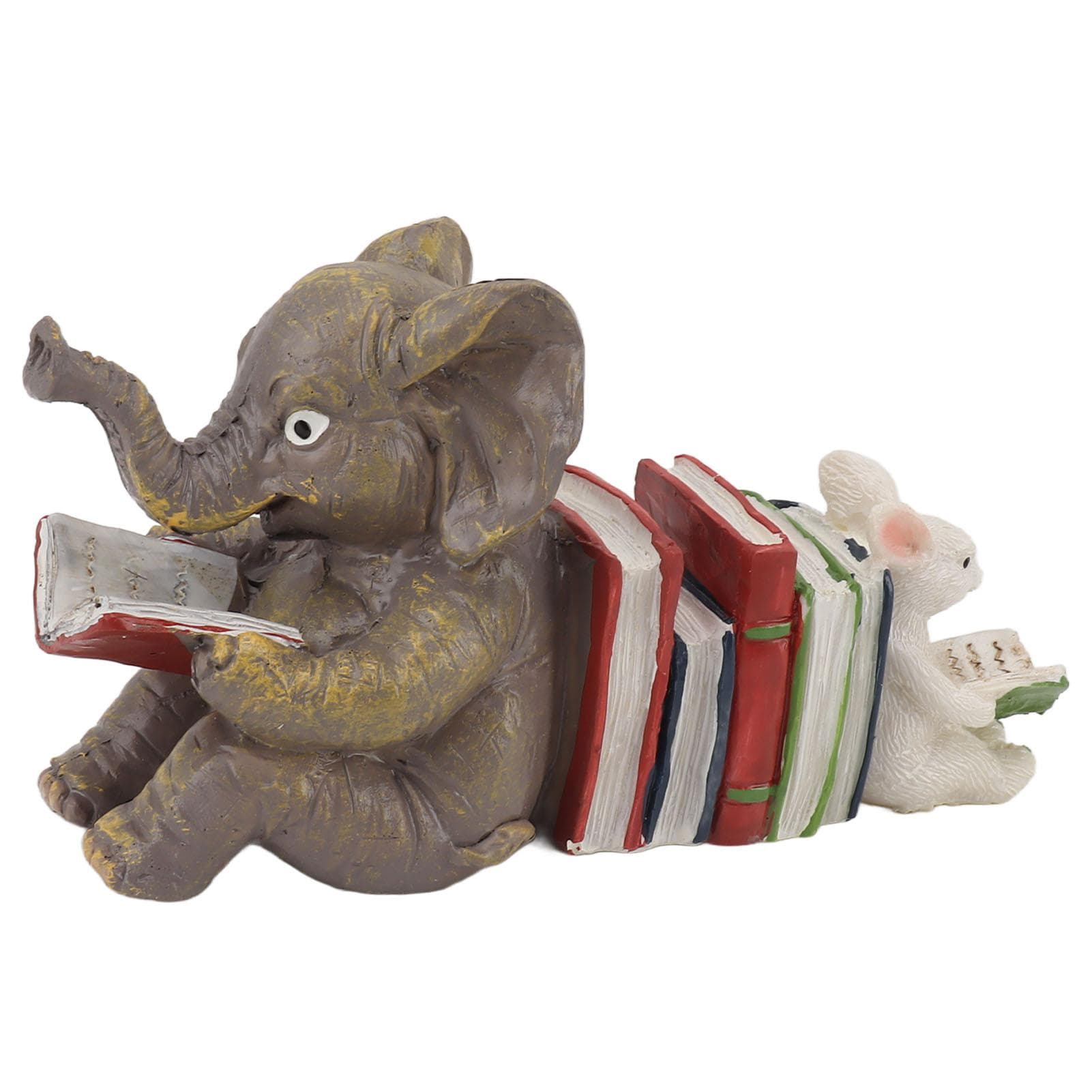 Figurine Statue Ornament Elephant Bunny Reading Resin Long Lasting Garden Sculpture Decor for Desk