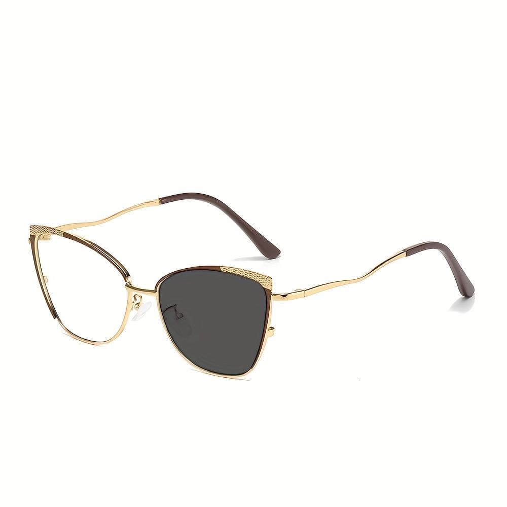 1pcs New INS style high-end metal cat eye frames unisex fashion color-changing glasses trendy accessory