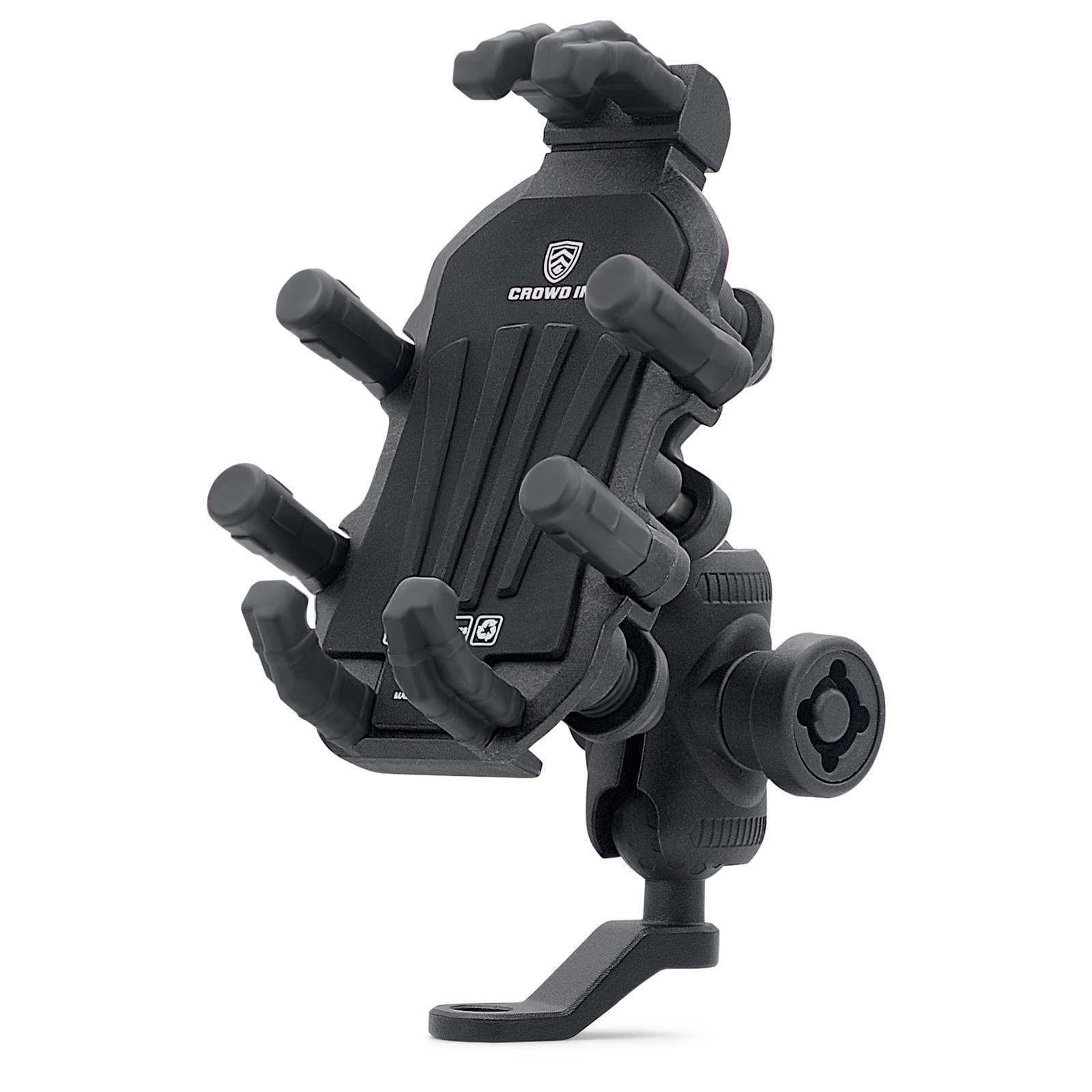 Motorcycle Phone Mount Holder with Vibration Dampener Anti-theft Motorcycle Cell Phone Holder 360 degrees Rearview Mirror Mount black
