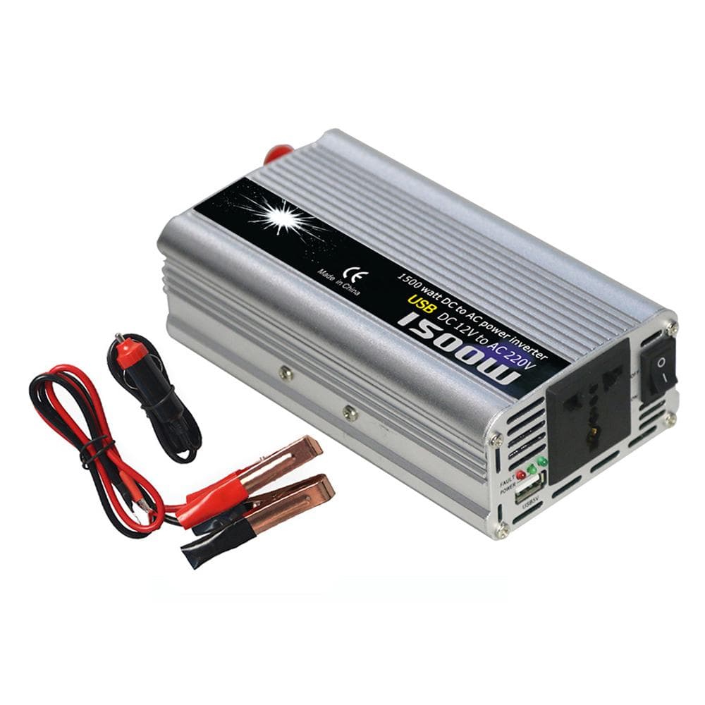 Power Inverter Vehicle Power Converter Universal Modified Sine Wave 1500W DC 12V/24V to silver