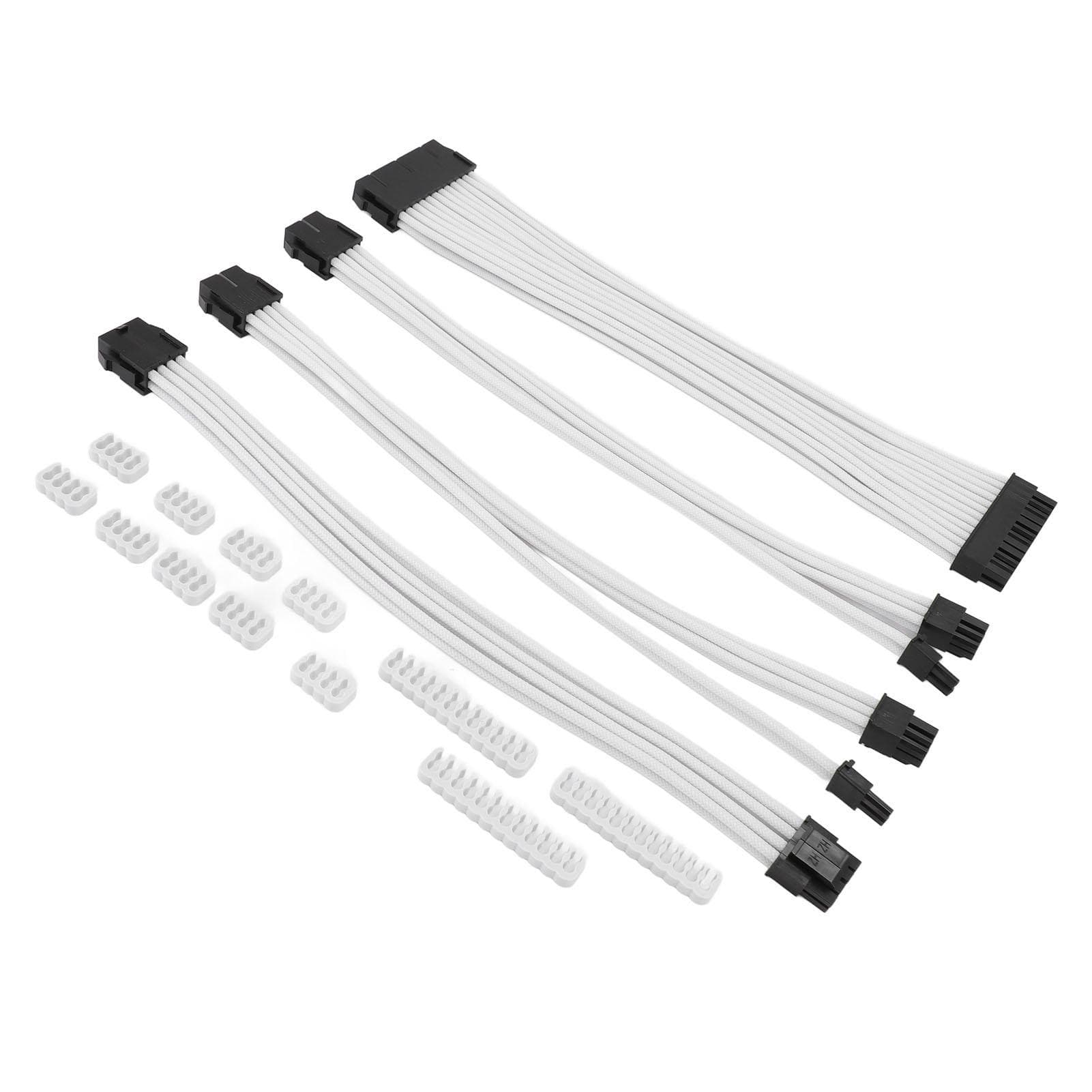 4pcs Motherboard CPU Graphics Card Extension Cord Professional High Conductivity Nylon Woven white