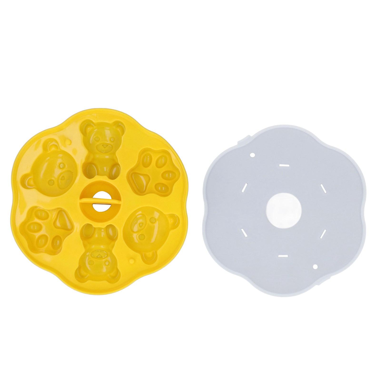 Jelly Mold Silicone Lovely Bear Cat Paw Ice Cube Cake Pudding Kitchen Mould with Lid for Home yellow