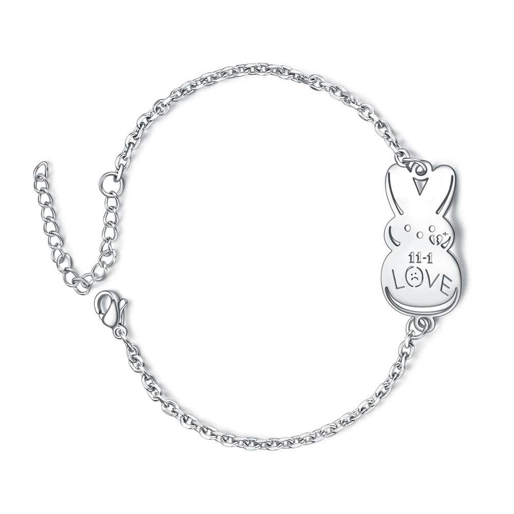 Peep Tracy Bunny Bracelet, Stainless Steel Crybaby Silver Wristband for Hip Hop Singer Fan Lover silver