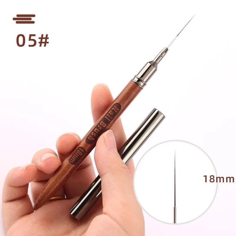 1PC Round Wood Handle Nail Art Liner DIY Painting Brush Drawing Lines Stripe Flower Painting Pen UV Gel Brush 18mm