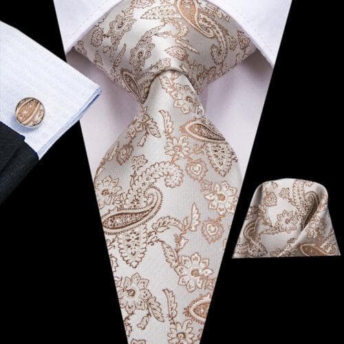 Hi-Tie Mens Silk Necktie Set Striped Paisley Solid Tie Pocket Square Cufflinks N-3158