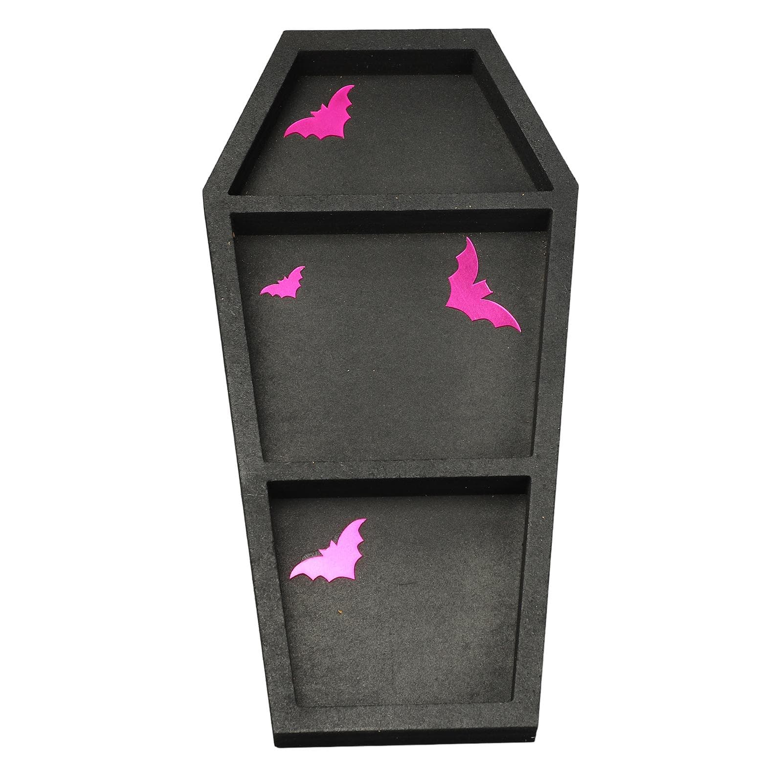 Room Decor Coffin Shelf with 4 Bat Patches Wooden Floating Storage Display Shelf for Wall and Table