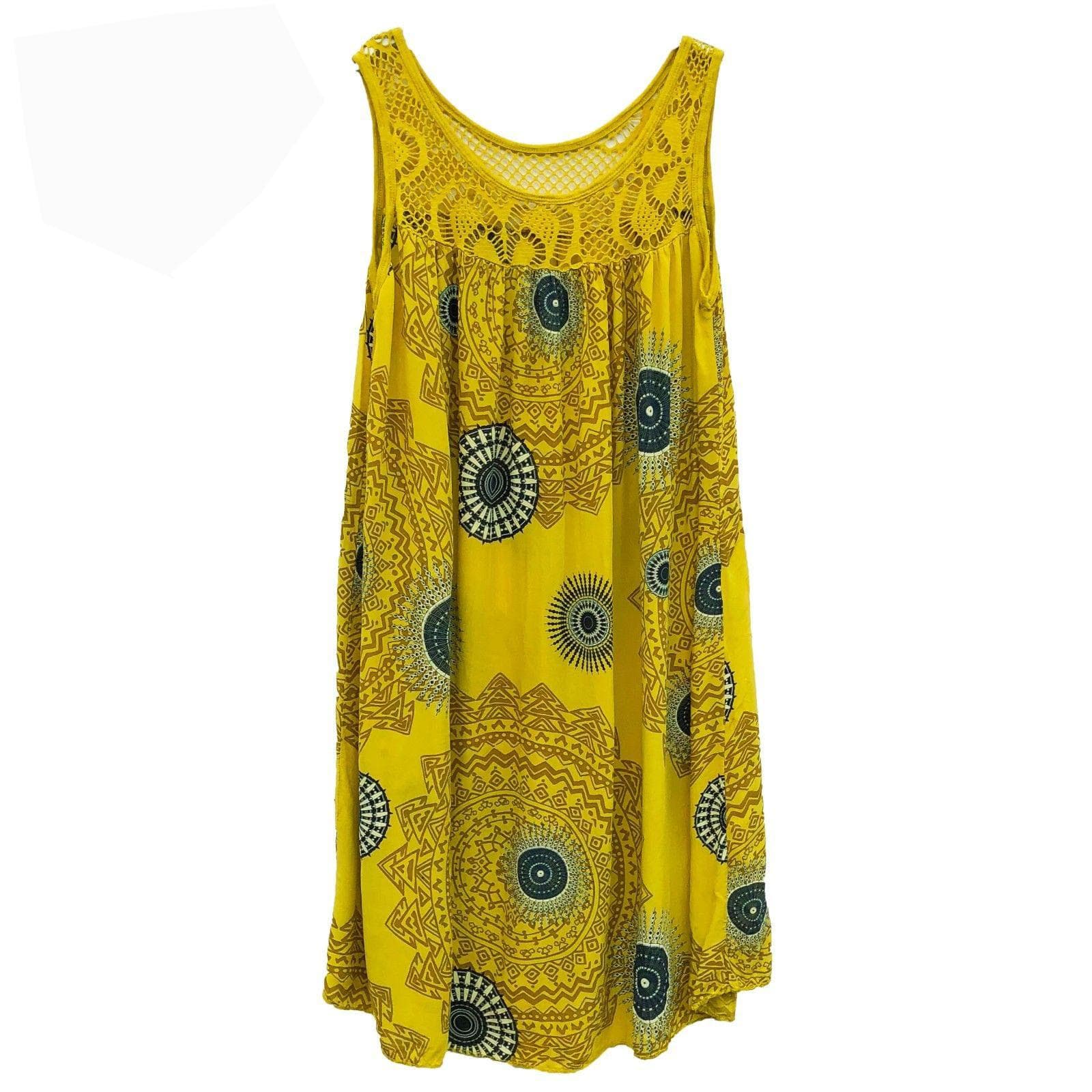 DAFIFY Women's Fashion Bohemia Summer Spring Sleeveless Suspenders O-Neck Casual Dresses M