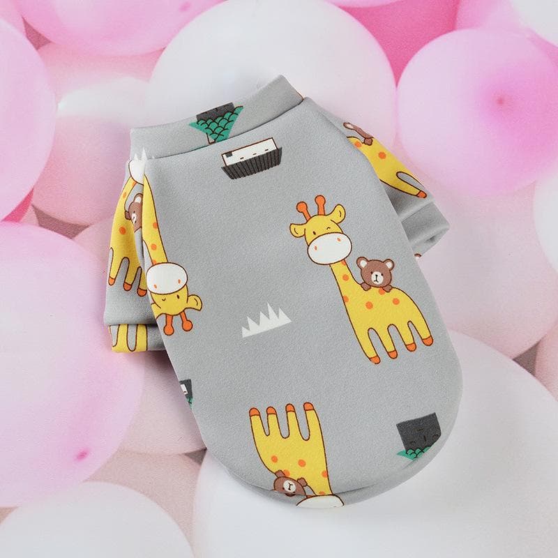 Cute Pet Clothes Costume Animal Printed Dog Coat Cotton Soft Pullover Jacket Sweatshirt Cat Sweater Pets Clothing Outfit L