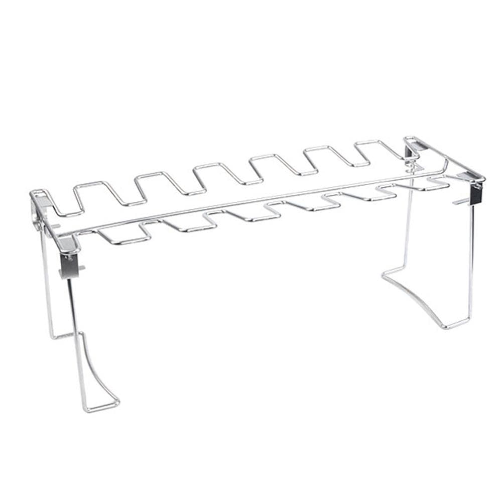 Stainless Steel Chicken Wing Leg Rack for Grill Smoker Oven 12 Slots Roaster Stand with Drip Tray Grill silver