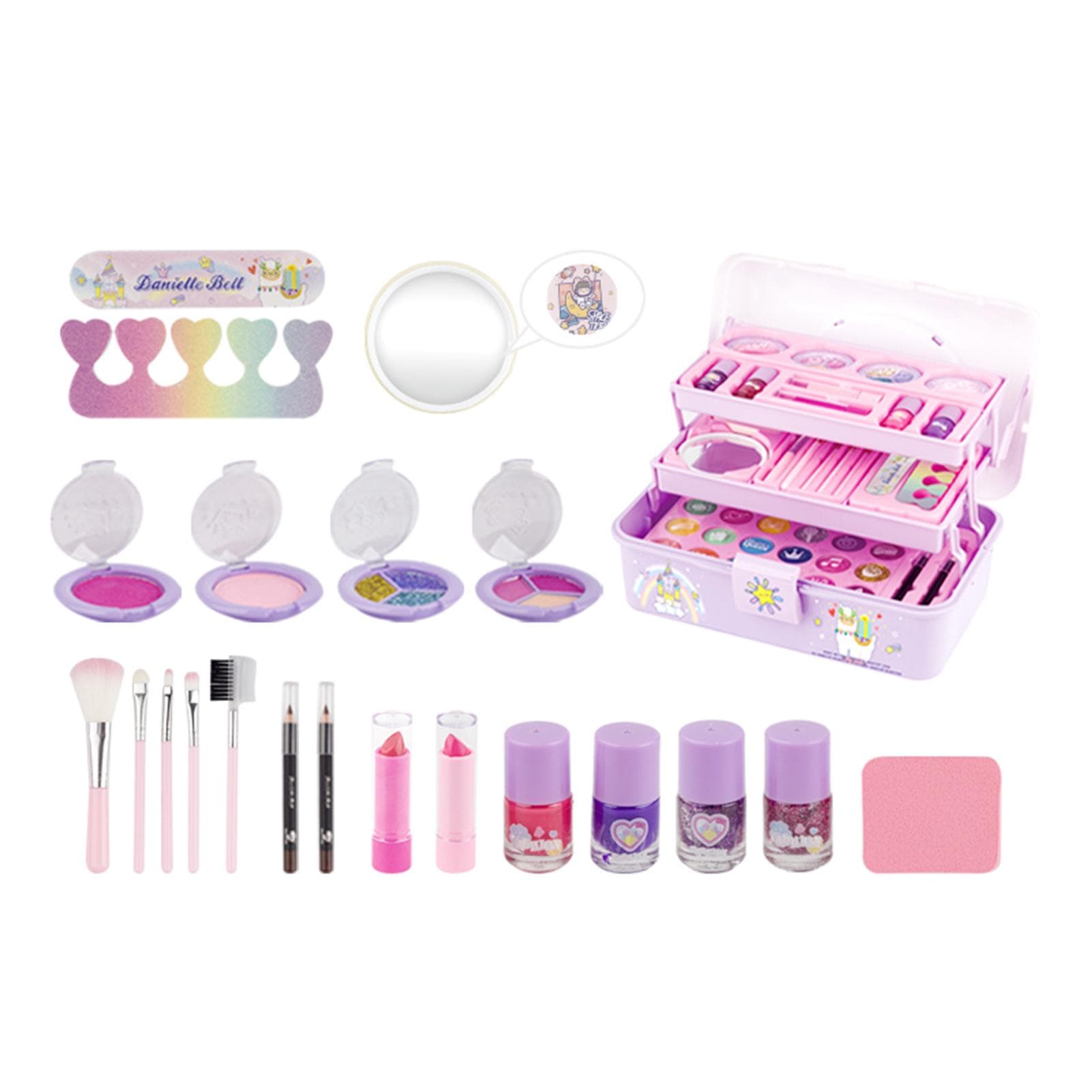Girls Makeup Kits for Kids Children's Makeup Sets Girls Princess Make Up Box Nontoxic Cosmetics Kit purple