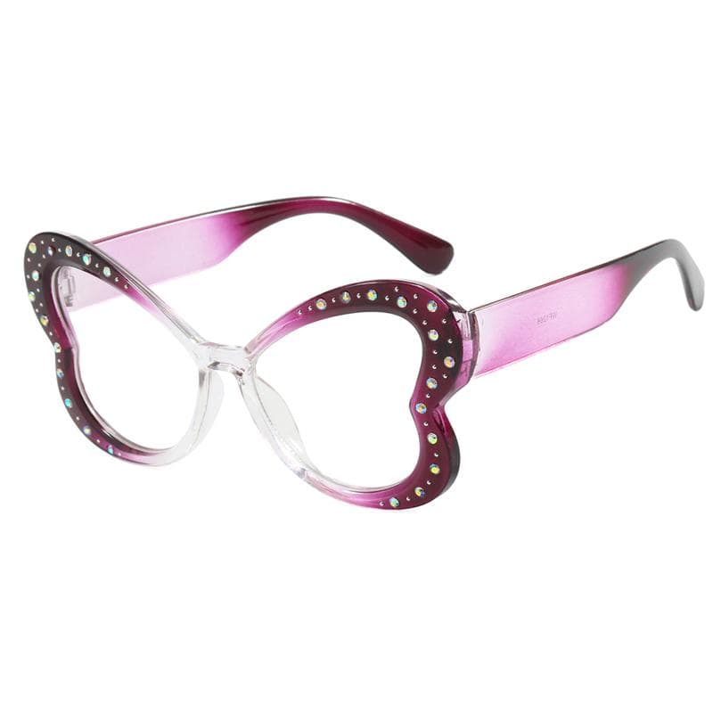 Butterfly Shape Women Glasses Rhinestone Anti Blue Light Korean Stylish Eyewear Frames Decorative Glass