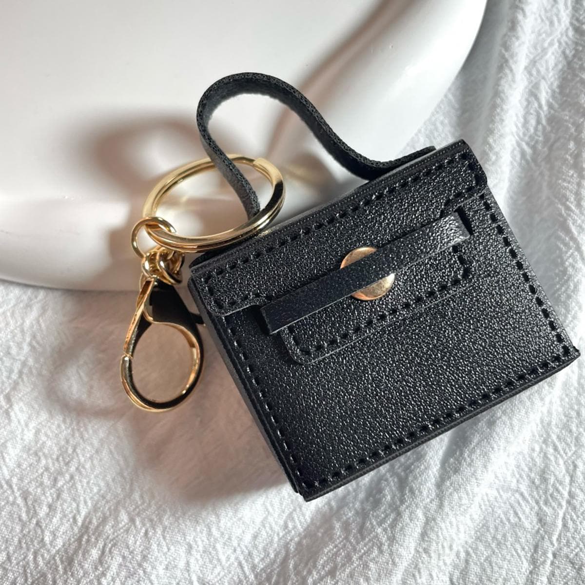 Mini Keychain Cute Candy Color Small Square Bag Pendant Creative Kawaii Car Decoration Bag Accessories Wholesale black
