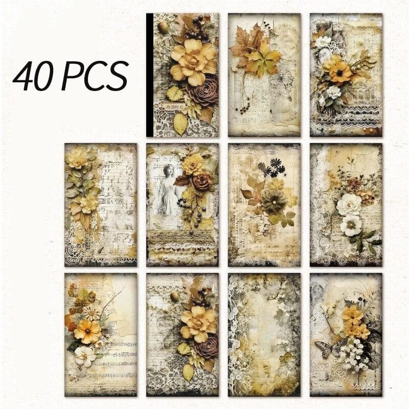 40 pcs Vintage Material paper Decorative Scrapbooking Diary Album Craft Background paper DIY Junk Journal Supplies