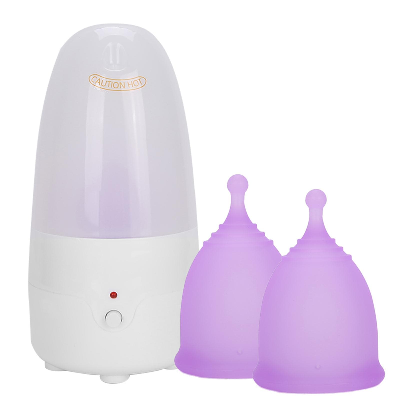 Reusable Female Menstrual Cup Lady Menstrual Cup Cleaner Machine Set (Cleaner Menstrual Cup Purple EU Plug