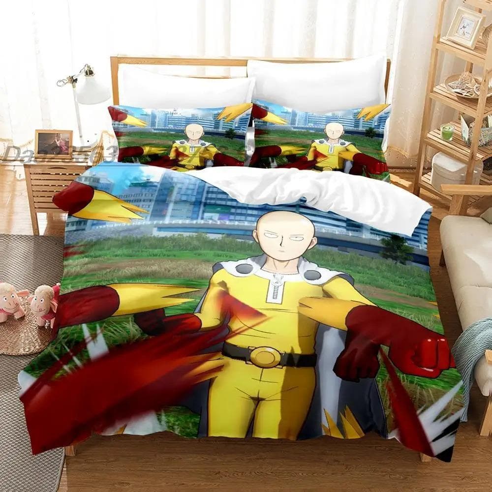 One Punch Man Bedding Set Single Twin Full Queen King Size Bed Set Aldult Kid Bedroom Duvetcover Sets 3D Anime bed sheet set 70x133cm 2pcs
