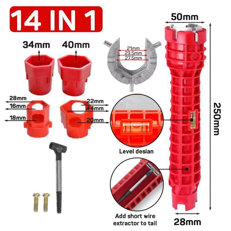 14 In 1 Anti-slip Sink Faucet Wrench Multifunctional Double Head Bathroom Wrench Bathroom Repair Tool Sets