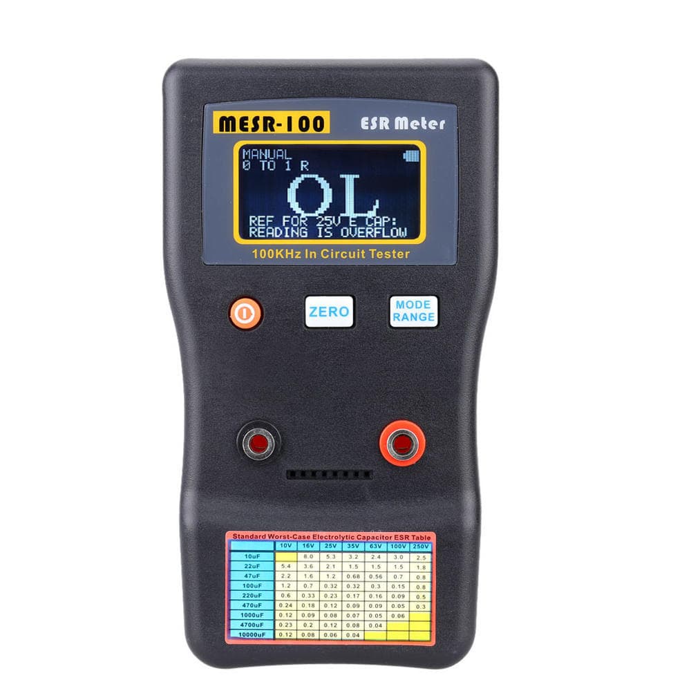 MESR-100 ESR Capacitance Ohm Meter Professional Measuring Capacitance Resistance Capacitor Circuit black & yellow