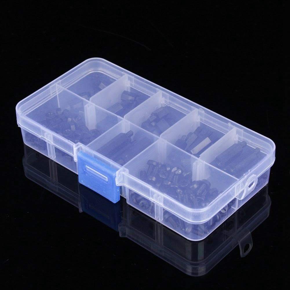 180pcs Black Nylon M3 Hex Column Male Female Standoff Spacer Screw Nut Kit Box