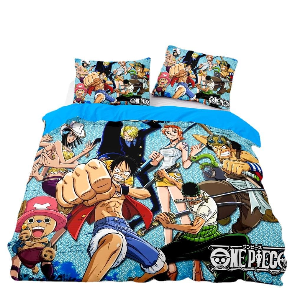 ONE PIECES Bedding Set Monkey Ruffy Duvet Cover 3D Printing Quilt Cover Pillowcase Kids Boys Teenagers Gift Bedroom Decoration 140x200cm-2pcs