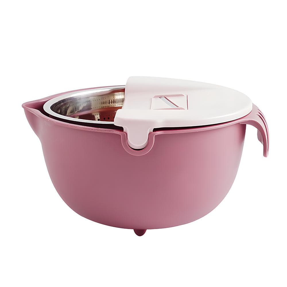 Colander with Mixing Bowl Set 9-in-1 Strainers for Kitchen for Fruit and Vegetable Wash / Noodle red