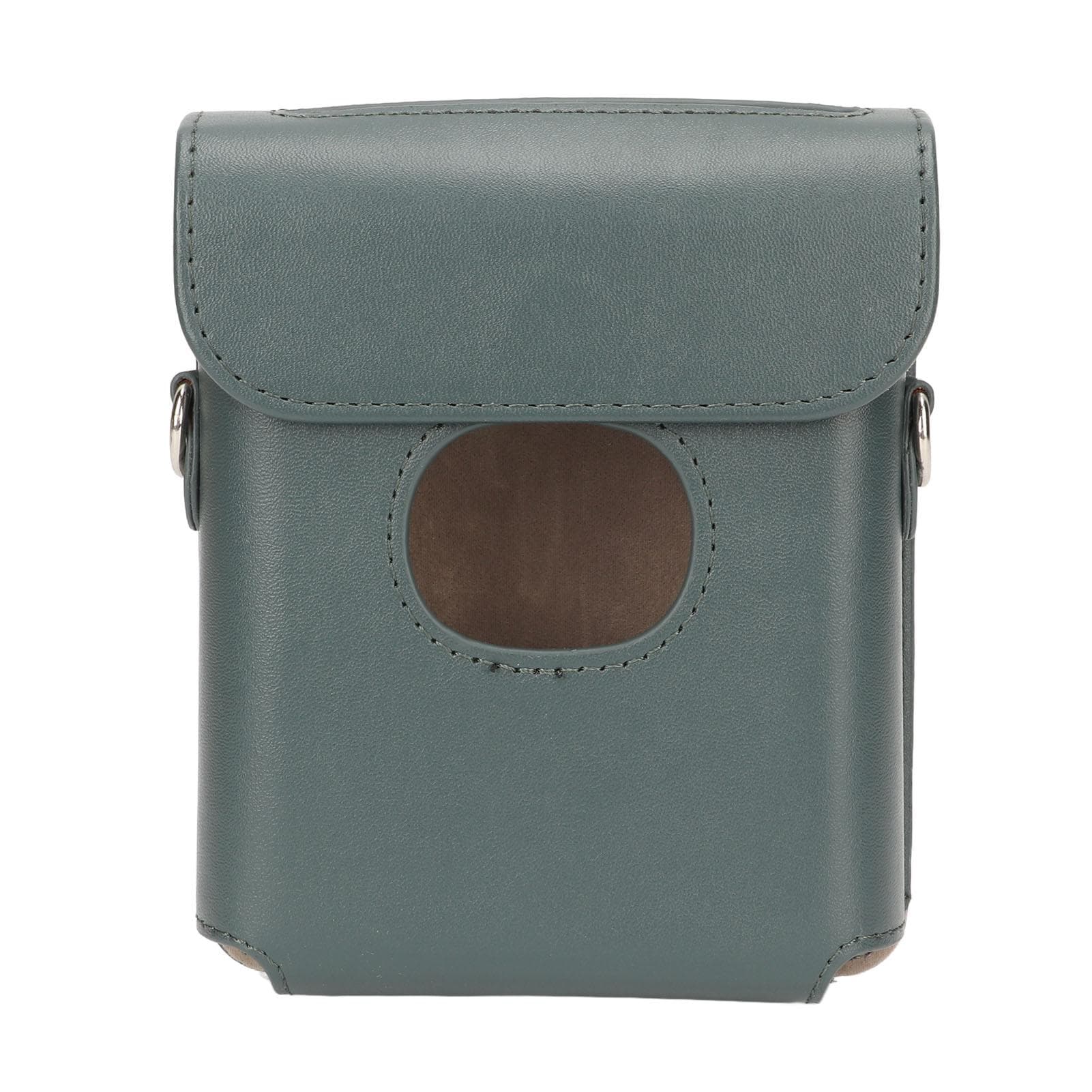 PU Leather Carrying Case Vintage Anti Scratch Camera Bag with Shoulder Strap for FujiFilm Instax dark green