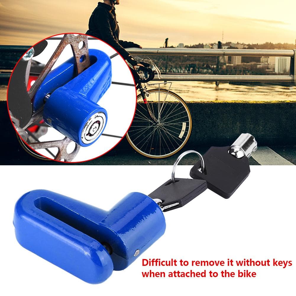 Metal Bike Lock Disc Brakes Anti Theft Bicycle Locks With Plastic Frame & Keys Blue