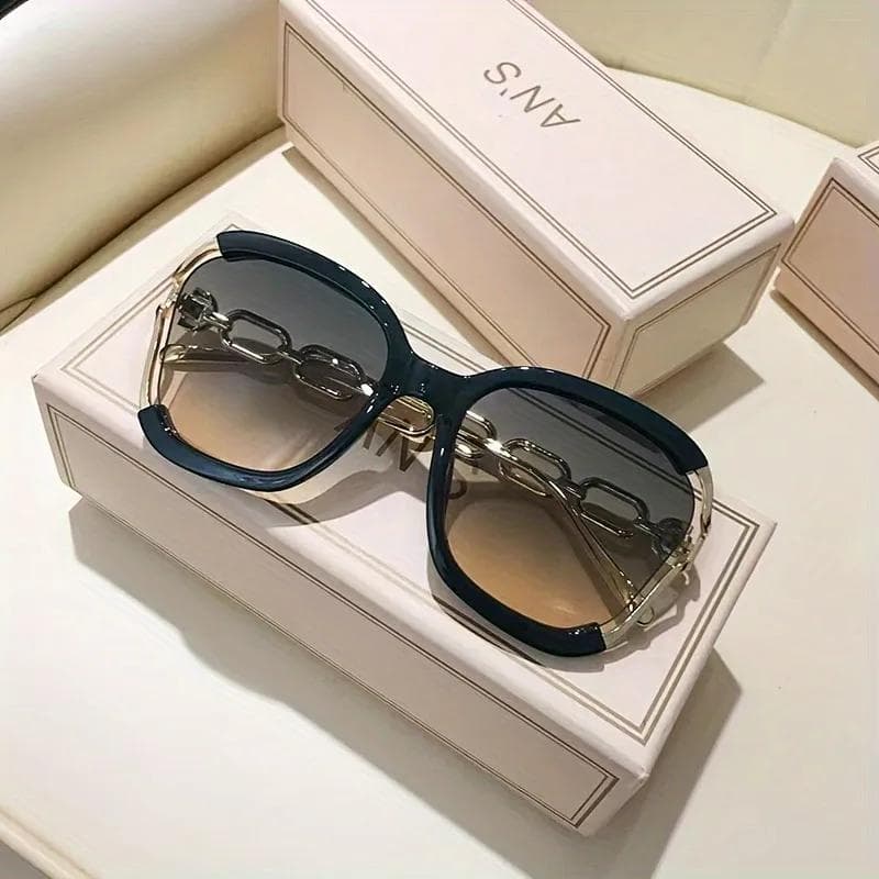 Vintage Metal Hollow-out Chain Leg Sunglasses Fashion Trend Street Catwalk Shades for Women