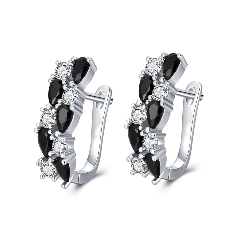 BLACK AWN Black Stone Hoop Earrings for Women