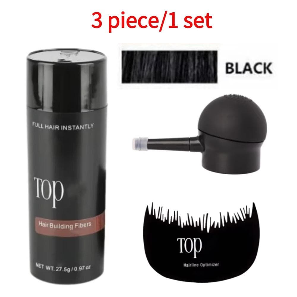 25g Hair Keratin Fibers Powder Hair Loss Treatment 3 Colors Hair Building Fibers Thickening Unisex Portable Hair Loss Fiber Sprinkler Nozzle black